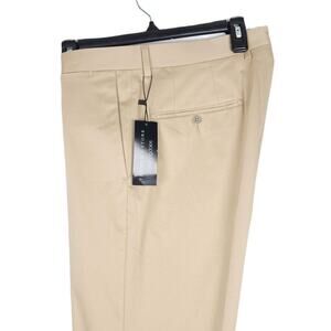 The Mens Store Slim Fit Sateen Dress Pants Sz 38 R Tan Solid Stretch Cotton NWT